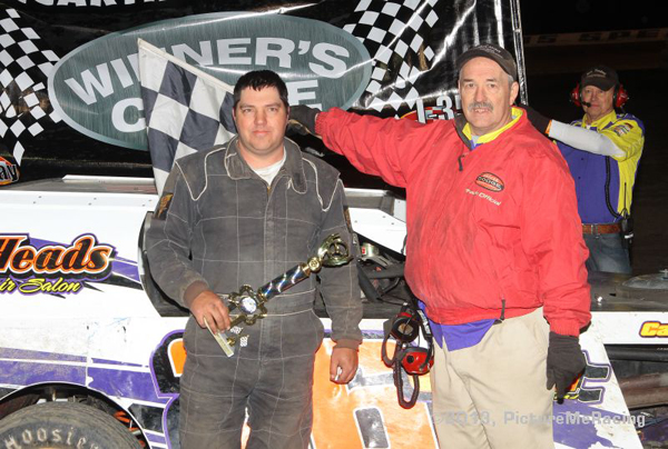 IMCA Modified Winner is: #26S, Steven Glenn, Hamilton, MO. Photo by :  PictureMeRacing.com