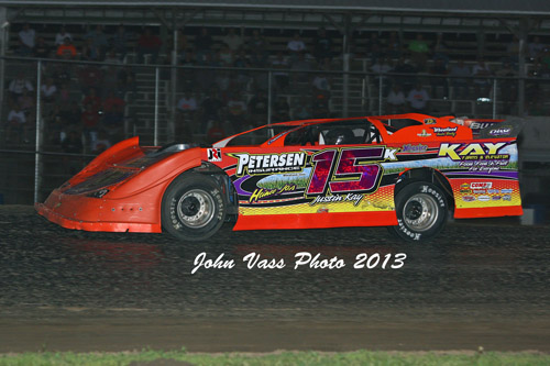 Justin Kay drove to hard fought second place at the Deery Brothers race at the Cedar County Racewy