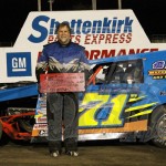 Jeff Waterman – Quincy , Il wins the Mod feature at Lee County Speedway